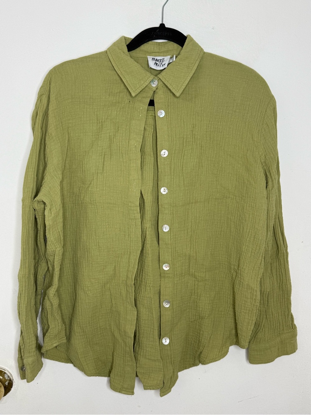 Princess Polly Cotton Button Down Shirt in Green
